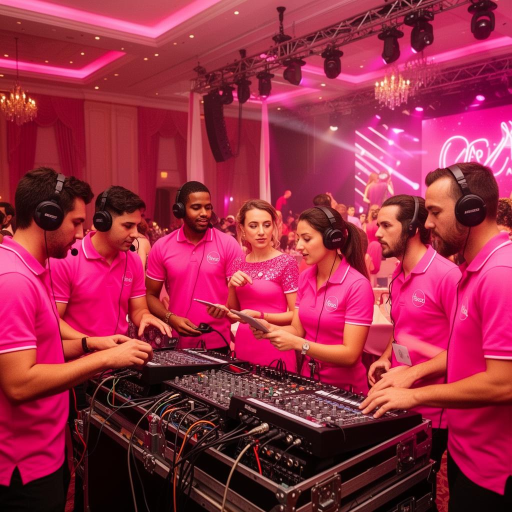 Dreamality event team in action — making it happen in pink